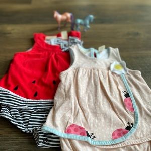 VGUC Pair of Rompers Lady Bugs/Watermelon Bundle